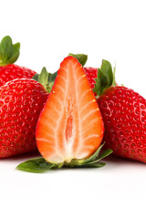 Red ripe strawberry fruits