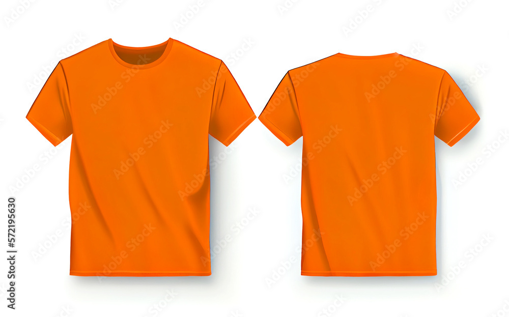 Wall mural orange t-shirt mock up, front and back view, isolated. plain orange shirt mockup. tshirt design temp - Wall murals