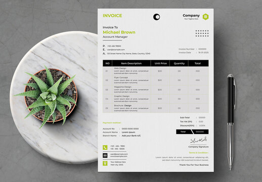Invoice Design Template Layout