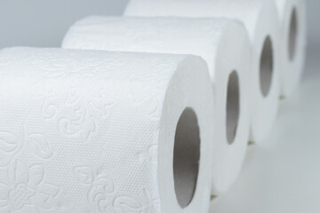 roll of white toilet paper close up