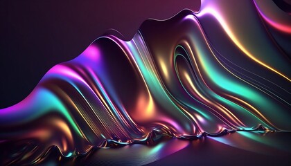 Obraz na płótnie Canvas Abstract fluid iridescent holographic neon curved wave in motion. Background 3d render. Gradient design element for backgrounds, banners, wallpapers, posters and covers