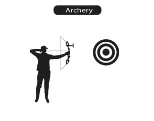 Archery Silhouette Icon Vector Illustration 