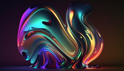 Abstract fluid iridescent holographic neon curved wave in motion. Background 3d render. Gradient design element for backgrounds, banners, wallpapers, posters and covers
