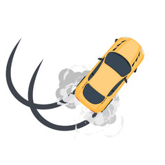 Car drifting. Car tire tracks from skidding, vector illustration