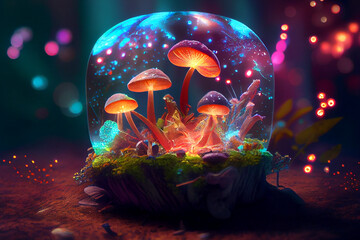 magical mushrooms digital art design wallpaper background