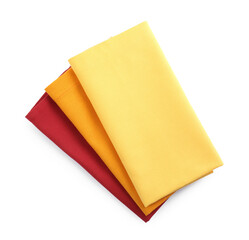 Fabric napkins for table setting isolated on white, top view
