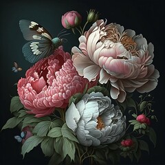 Masterpiece of a flower painting. Generated AI.