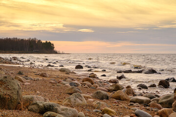 A beautiful spring day on the shore of the Baltic Sea. Latvia.