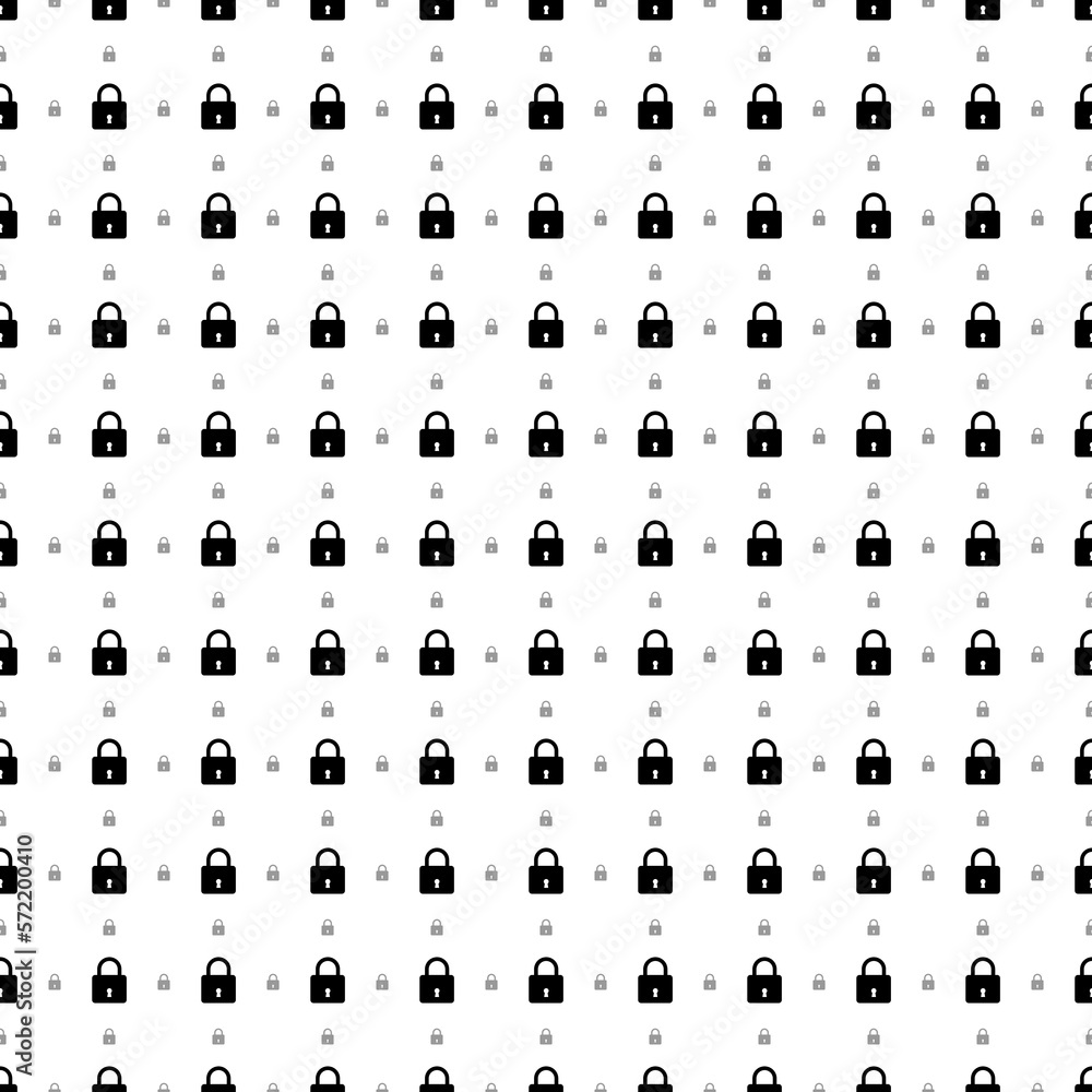 Poster square seamless background pattern from black padlock symbols are different sizes and opacity. the p