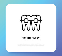 Orthodontics thin line icon. Braces, tooth correction. Dentistry. Vector illustration.