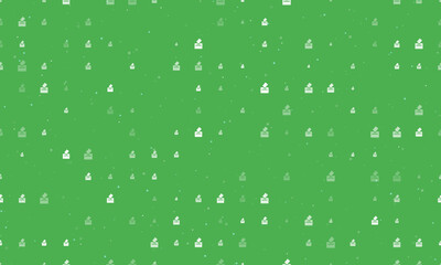Seamless background pattern of evenly spaced white vote symbols of different sizes and opacity. Vector illustration on green background with stars