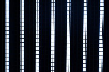 Straight neon lines, lights and grid abstraction. Black and white patterns.