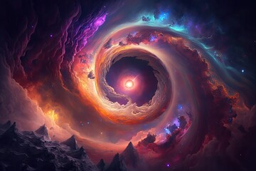 Spiral Galaxy in Space. Generative AI.