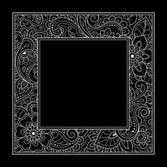 Frame in eastern tradition. Stylized with henna tattoos decorative pattern for decorating covers for book, notebook, casket, magazine, postcard and folder. Flower border in mehndi style.
