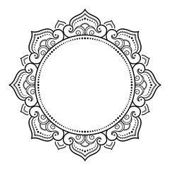 Frame in eastern tradition. Stylized with henna tattoos decorative pattern for decorating covers for book, notebook, casket, magazine, postcard and folder. Flower border in mehndi style.