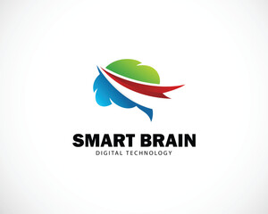 modern color brain grow with arrow logo, upgrade brain, smart people logo design