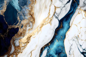 Luxury marble texture background. white, blue and gold natural stone color material pattern
