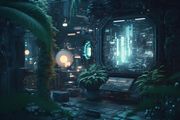 Cyber World Virtual Reality Futuristic sci-fi Digital Art | AI Generated
