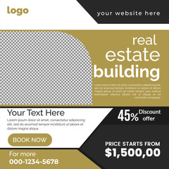 Real estate social media post bundle design, Modern Real Estate social media post Template, Real estate social media post web banner template design