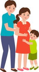 Father takes care of pregnant mother.