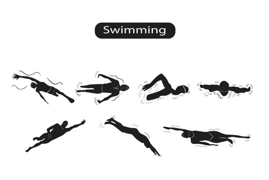 Swimming Sport Silhouette Vector Illustration 