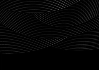 Black and grey metallic abstract tech wavy linear background. Vector design