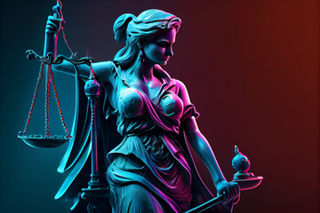 Beautiful abstract geometric Lady justice sculpture as justitia concept Generative AI technology.