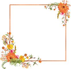 Botanical Garden florals frame elements Elegant Flower ,foliage design for wedding, card, invitation, greeting.
