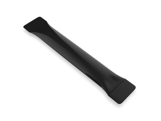 Black Stick Pack Sachet bag template, 3d render illustration.