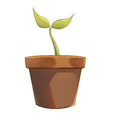 drawing of a sapling growing on a flower pot
