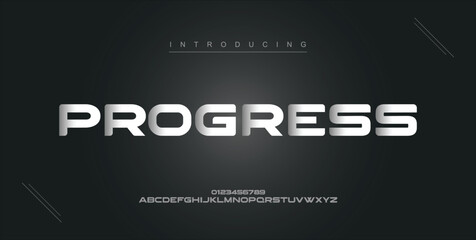 Progress digital modern alphabet new font. Creative abstract urban, futuristic, fashion, sport, minimal technology typography. Simple vector illustration with number