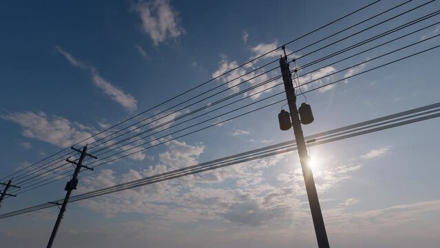 Utility Poles On The Road 3D Video Animation