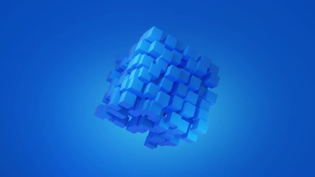 Geometric cube data technology background. 4k resolution