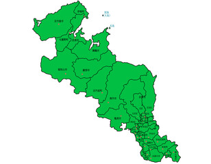 京都府　地図　緑色　イラスト