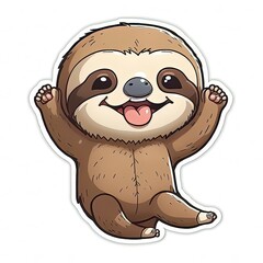 Obraz premium get playful with cute cartoon sloth cut out stickers with generative ai