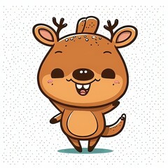 smiling cartoon deer cutout for safari and forest theme generative ai technology