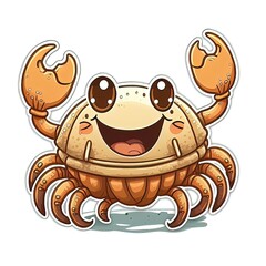 Obraz premium smiling cartoon crab sticker perfect for marine themed design generative ai technology