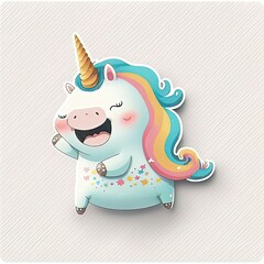 bring joy to your life with a smiling cartoon unicorn sticker generative ai