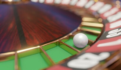 3d render of casino roulette wheel for gamble concept, gambling background.