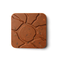 Milk chocolate on white background top view.
