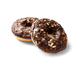 Chocolate donuts isolated on a white background