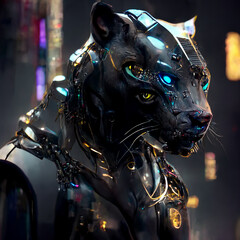 Obraz na płótnie Canvas Cyberpunk black puma