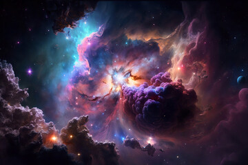 Fototapeta na wymiar Cosmic Nebula Celestial Wonder Digital Art | AI Generated 