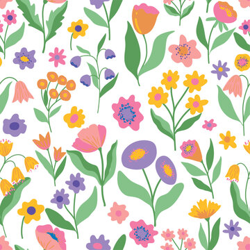 Seamless pattern for children's textiles with flowers
