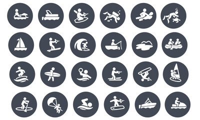 Water Recreation Icons vector design