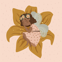 Beautiful poster with a fairy and a flower