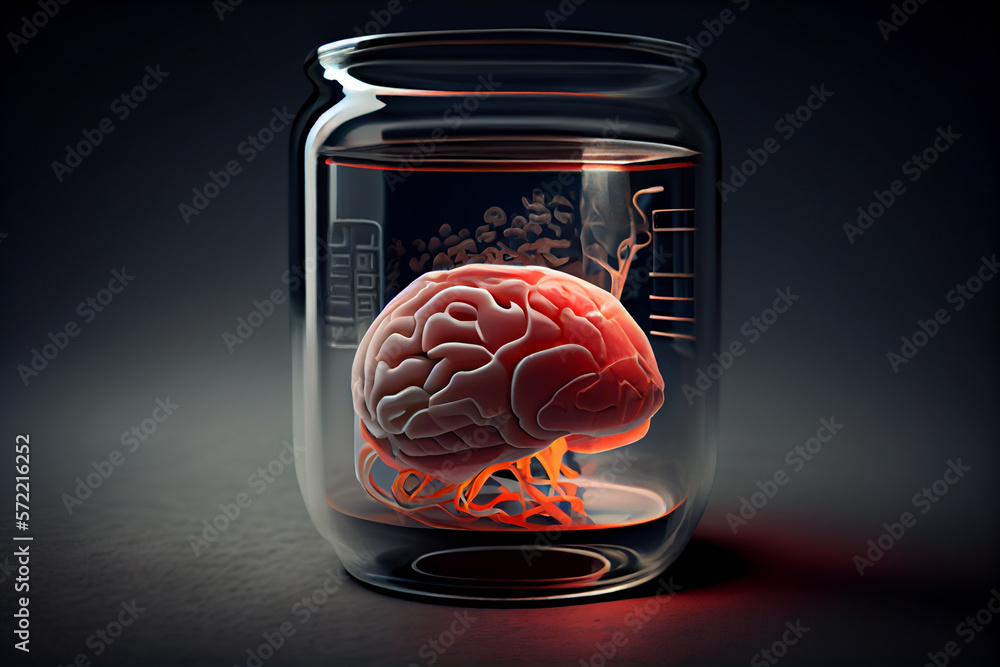 Poster human brain generative ai technology.