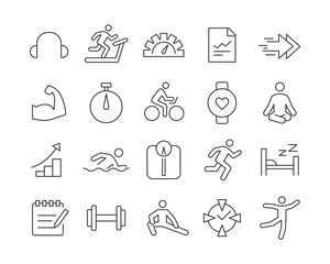Fitness Icons - Vector Line. Editable Stroke.