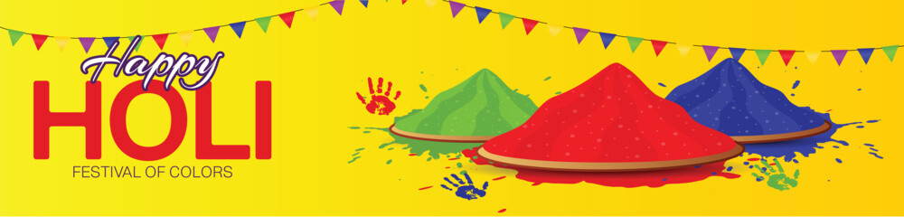 Happy Holi Banner Design, Colorful Festival of india greeting background