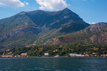 Lake Como in Italy. Natural landscape with mountains and blue lake